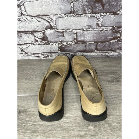 Duccio Del Duca Tan Leather Square Toe Wedge Designer Loafers Women 8.5M US/39EU - Picture 5 of 16